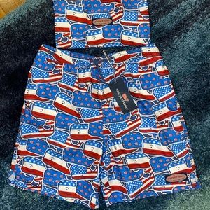 Vineyard Vines American Themed Swim Trunks